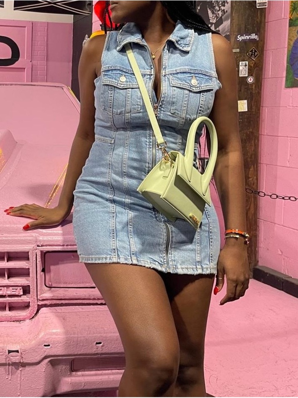 Zara Light Blue Denim Mini Dress